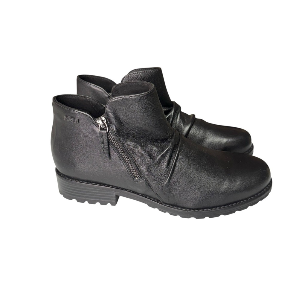 Clarks Womens Nissini Top Black Leather Casual Ankle Boots Waterproof Sz 11 NWOB